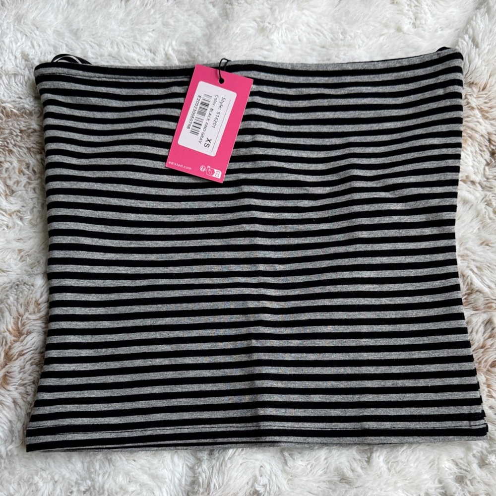 Crop Tube Top Striped Black and Gray. TEEN Size XS